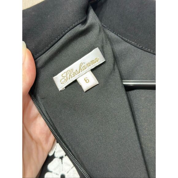 NWOT Shoshanna Ric Rac Black & White Floral Trim Min Dress Women's 6US - Picture 4 of 11